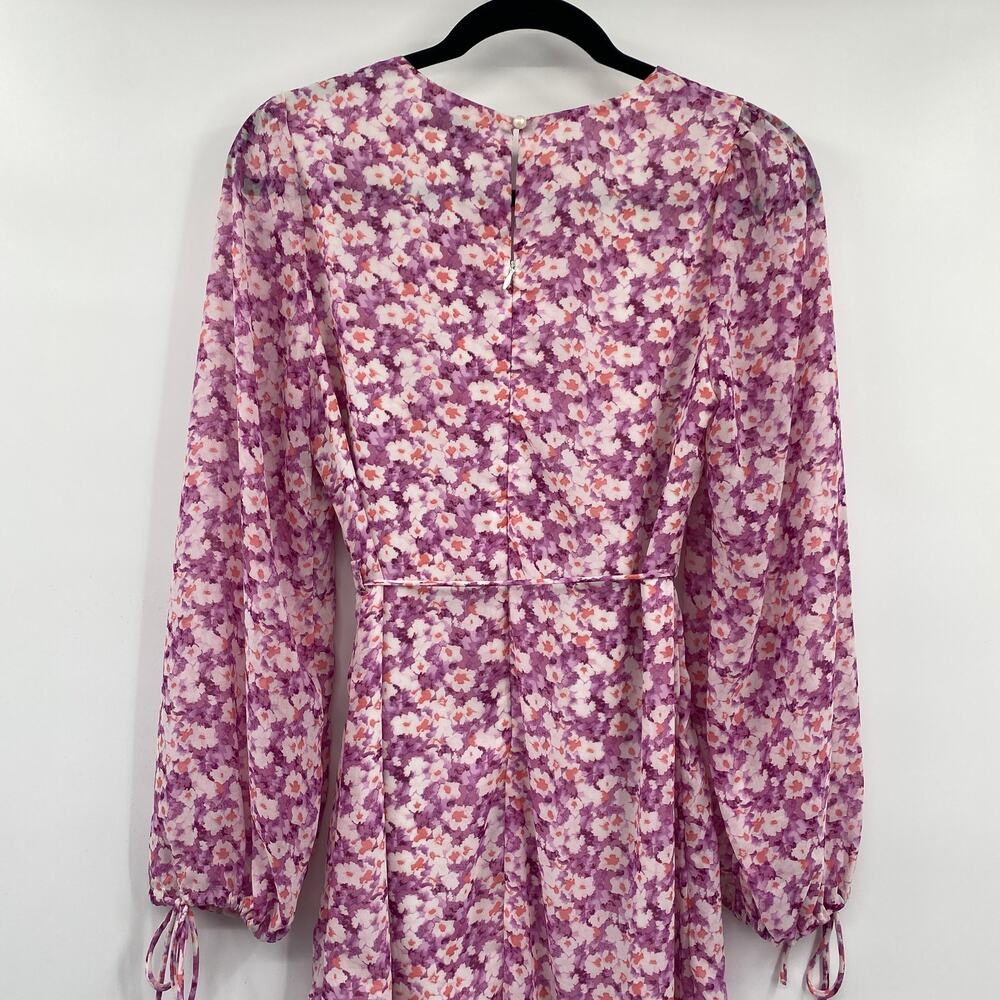 Petal + Pup Paige Floral Mini Dress Long Balloon Sleeve Flounce Hem Belted 6 - Picture 6 of 10
